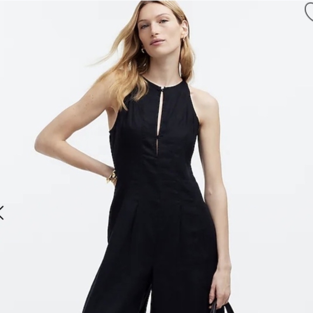 NWT Madewell Seamed Wide-Leg Sleeveless Linen Jumpsuit Black - 8 - Picture 3 of 12